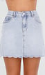 Lichtblauwe Stretch Denim Rok met Geschulpte Zoom