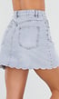 Lichtblauwe Stretch Denim Rok met Geschulpte Zoom