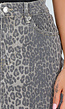 Grijze Leopard Print Denim Rok met High Waist