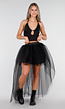 Zwarte Haltertop met Studdetails en Open Rug