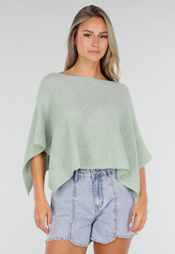 Mintgroene Gebreide Poncho Top