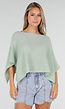 Mintgroene Gebreide Poncho Trui met Wijde Pasvorm