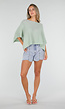 Mintgroene Gebreide Poncho Trui met Wijde Pasvorm