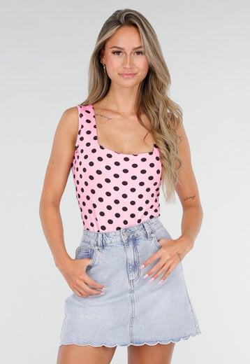 Roze Body met Zwarte Polkadots