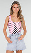 Roze Body met Zwarte Polkadots