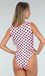 Roze Stretch Body met Zwarte Polkadots en Vierkante Hals