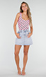 Roze Stretch Body met Zwarte Polkadots en Vierkante Hals