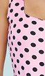Roze Stretch Body met Zwarte Polkadots en Vierkante Hals