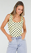Pastelgele Body met Zwarte Polkadots