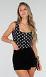 Zwarte Body met Grijze Polkadots