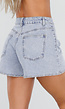 Lichtblauwe Denim Shorts met Zilverkleurige Studs
