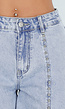 Lichtblauwe Denim Shorts met Zilverkleurige Studs