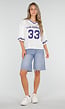 Lichtblauwe Denim Bermuda Short met Ruwe Zoom