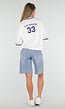 Lichtblauwe Denim Bermuda Short met Ruwe Zoom