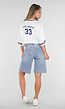 Witte Mesh Oversized Jersey T-Shirt met V-Hals