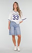Witte Mesh Oversized Jersey T-Shirt met V-Hals