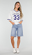 Witte Mesh Oversized Jersey T-Shirt met V-Hals