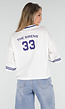 Witte Mesh Oversized Jersey T-Shirt met V-Hals