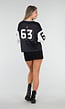 Zwarte Mesh Oversized Stretch Jersey T-Shirt met V-Hals