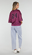 Paarse Stretch Mesh Oversized Jersey T-Shirt met V-Hals
