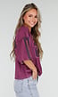 Paarse Stretch Mesh Oversized Jersey T-Shirt met V-Hals