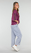 Paarse Stretch Mesh Oversized Jersey T-Shirt met V-Hals