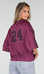 Paarse Stretch Mesh Oversized Jersey T-Shirt met V-Hals