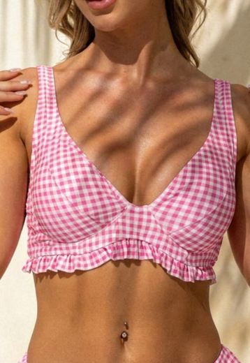 Geruite Bikinitop Roze