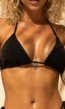 Zwarte Glitter Triangel Top met Uitneembare Pads