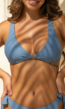 Triangel Bikinitop met Verstelbare Bandjes in As Blauw