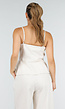 Beige Spaghettiband Top met Wide Leg Broek Set