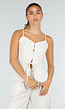 Beige Spaghettiband Top met Wide Leg Broek Set
