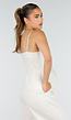 Beige Spaghettiband Top met Wide Leg Broek Set