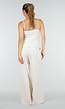 Beige Spaghettiband Top met Wide Leg Broek Set