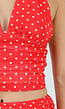 Rode Polkadot Halter Top met Ruffle Skort Set