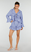 Lila Gestreepte Two Piece Set met Blouse en Rucheshort