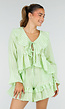 Lichtgroene Gestreepte Two Piece Set met Blouse en Rucheshort