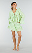 Lichtgroene Gestreepte Two Piece Set met Blouse en Rucheshort
