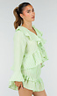 Lichtgroene Gestreepte Two Piece Set met Blouse en Rucheshort