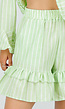 Lichtgroene Gestreepte Two Piece Set met Blouse en Rucheshort