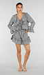 Grijze Gestreepte Two Piece Set met Blouse en Rucheshort