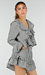 Grijze Gestreepte Two Piece Set met Blouse en Rucheshort