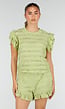 Lichtgroene Two Piece Set met Ruches en Shorts