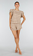 Beige Gehaakte Co-ord Set met Ruffle Mouwen