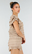 Beige Gehaakte Co-ord Set met Ruffle Mouwen