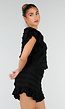 Zwarte Gehaakte Co-ord Set met Ruffle Mouwen