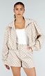 Beige Two Piece Set met Zwarte Stippen en Lange Mouwen