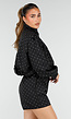 Zwarte Two Piece Set met Witte Stippen en Kraag