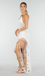 Witte Gehaakte Cover Up Jurk met Kant en Franjes