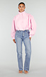Roze Kort Jasje met Pofmouwen en Knoopsluiting